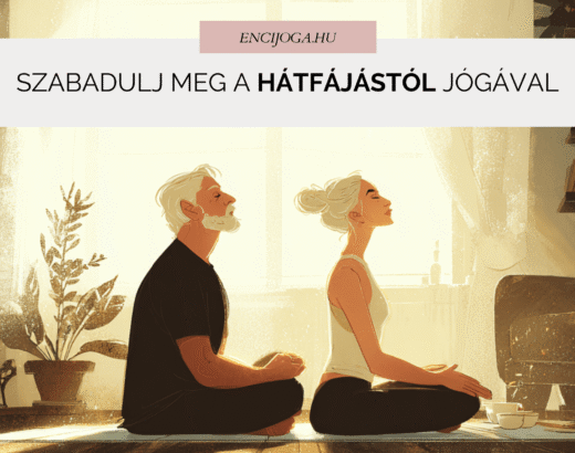 Otthoni jóga hátfájásra – kezdő nő jógázik nappaliban, nyugodt testhelyzetben, természetes fényben